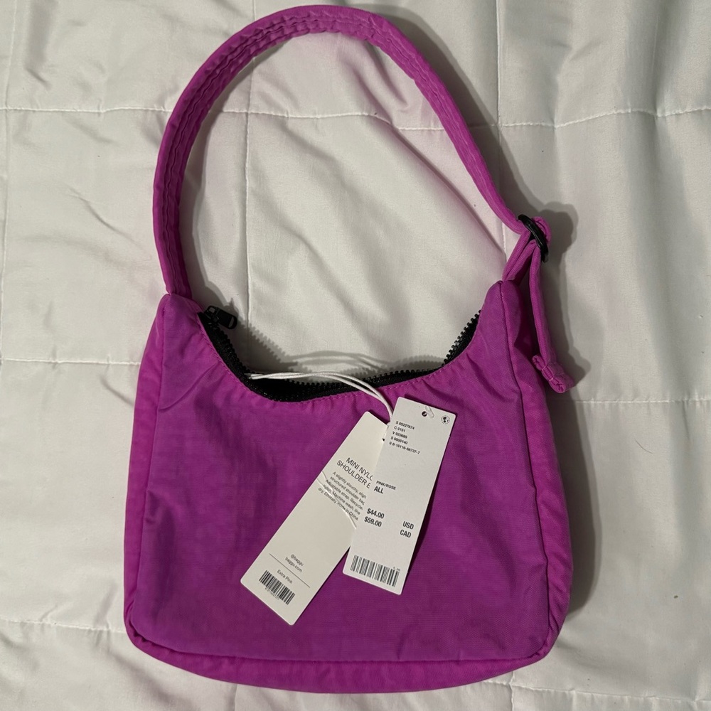 BAGGU Mini Nylon Shoulder Bag in Extra Pink
